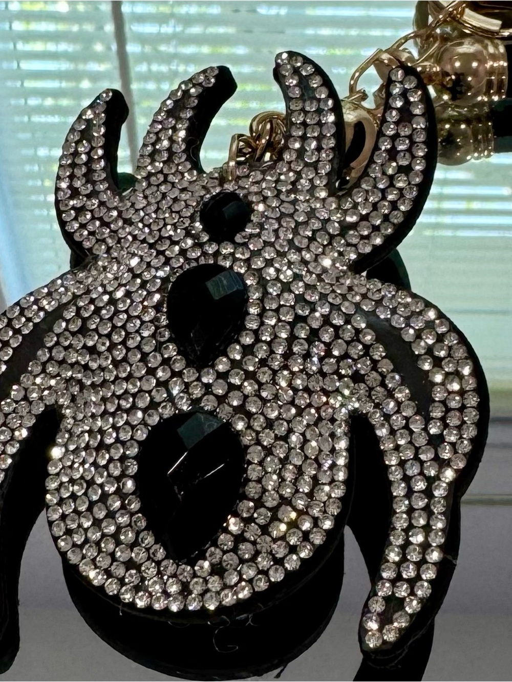New Silver Spider Crystal Accent Keychain/  Charm